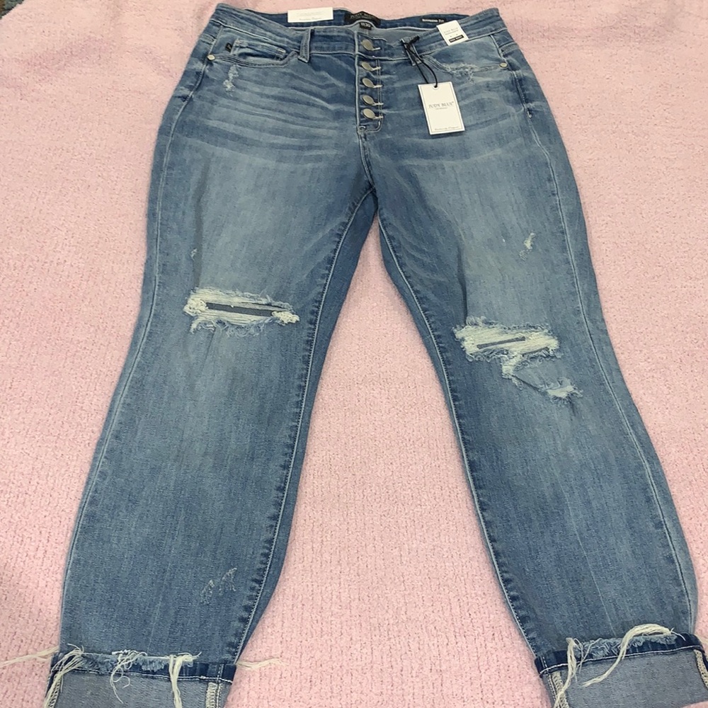 NWT Judy Blue cuffed boyfriend jeans- Size 11/30